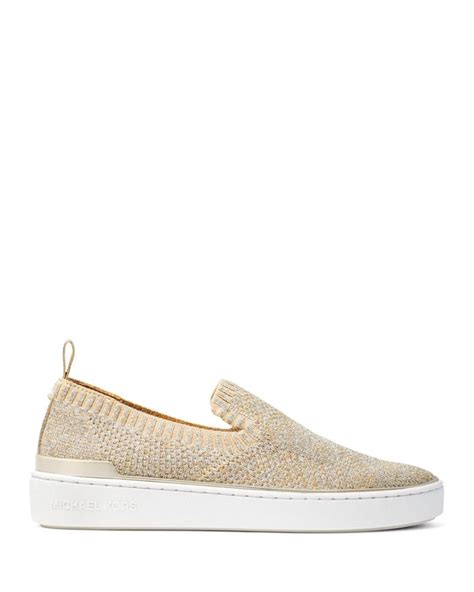 michael kors skyler slip on au|Michael Kors Skyler Metallic Knit Slip on SNEAKERS Rose Gold .